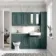 Monaco Midnight Green Combination Vanity Basin with Marble Top 1500mm (Excludes Pan & Cistern) - Brushed Brass Accents
