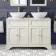 Lucia Chalk White Double Vanity with Marble Top & Oval Counter Top Basin 1200mm - Brushed Brass Accents