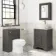 Lucia Graphite Grey Vanity with Marble Top & Oval Counter Top Basin 640mm - Brushed Brass Accents