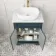 Lucia Inky Blue Vanity with Marble Top & Curved Counter Top Basin 640mm - Brushed Brass Accents