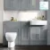 Monaco Dove Grey Combination Vanity Basin and Seattle Toilet 1500mm - Brushed Brass Accents