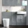 Monaco Dove Grey Combination Vanity Basin and Boston Toilet 1500mm - Brushed Brass Accents