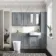Monaco Dove Grey Combination Vanity Basin and Boston Toilet 1500mm - Brushed Brass Accents