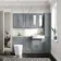 Monaco Dove Grey Combination Vanity Basin with Marble Top and Boston Toilet 1500mm - Brushed Brass Accents