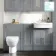 Monaco Dove Grey Combination Vanity Traditional Basin and Seattle Toilet 1500mm - Brushed Brass Accents