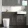 Monaco Graphite Grey Combination Vanity Basin and Boston Toilet 1500mm - Brushed Brass Accents