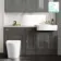 Monaco Graphite Grey Combination Vanity Basin with Marble Top and Boston Toilet 1500mm - Brushed Brass Accents