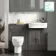 Monaco Graphite Grey Combination Vanity Traditional Basin and Seattle Toilet 1200mm - Brushed Brass Accents