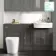 Monaco Graphite Grey Combination Vanity Traditional Basin and Boston Toilet 1500mm - Brushed Brass Accents