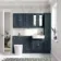 Monaco Inky Blue Combination Vanity Basin and Boston Toilet 1500mm - Brushed Brass Accents