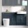 Monaco Inky Blue Combination Vanity Basin with Marble Top and Boston Toilet 1500mm - Brushed Brass Accents