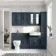 Monaco Inky Blue Combination Vanity Traditional Basin and Seattle Toilet 1500mm - Brushed Brass Accents