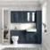 Monaco Inky Blue Combination Vanity Traditional Basin with Marble Top and Seattle Toilet 1500mm - Brushed Brass Accents