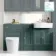 Monaco Midnight Green Combination Vanity Basin and Boston Toilet 1500mm - Brushed Brass Accents