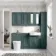 Monaco Midnight Green Combination Vanity Basin and Boston Toilet 1500mm - Brushed Brass Accents