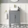 Bermuda Dove Grey Vanity with Curved Counter Top Basin 600mm - Brass Knurled Handles
