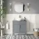 Bermuda Dove Grey Vanity with Round Counter Top Basin 800mm - Brass Knurled Handles