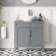 Bermuda Dove Grey Vanity with Oval Counter Top Basin 800mm - Brass Knurled Handles