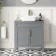 Bermuda Dove Grey Vanity with Curved Counter Top Basin 800mm - Brass Knurled Handles