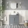 Bermuda Dove Grey Vanity with Curved Counter Top Basin 800mm - Brass Knurled Handles