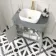 Bermuda Dove Grey Vanity with Curved Counter Top Basin 800mm - Brass Knurled Handles