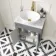 Bermuda Dove Grey Vanity with Marble Top & Oval Counter Top Basin 600mm - Brass Knurled Handles