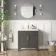 Bermuda Graphite Grey Basin Vanity 800mm - Brass Knurled Handles