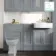 Monaco Dove Grey Combination Vanity Basin 1500mm (Excludes Pan & Cistern) - Brass Knurled Handles