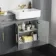 Monaco Dove Grey Combination Vanity Basin 1500mm (Excludes Pan & Cistern) - Brass Knurled Handles