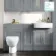 Monaco Dove Grey Combination Vanity Basin and Seattle Toilet 1500mm - Brass Knurled Handles