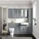 Monaco Dove Grey Combination Vanity Basin and Seattle Toilet 1500mm - Brass Knurled Handles