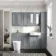 Monaco Dove Grey Combination Vanity Basin and Boston Toilet 1500mm - Brass Knurled Handles