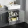 Monaco Dove Grey Combination Vanity Basin and Boston Toilet 1500mm - Brass Knurled Handles