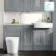 Monaco Dove Grey Combination Vanity Basin with Marble Top and Boston Toilet 1500mm - Brass Knurled Handles
