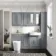 Monaco Dove Grey Combination Vanity Basin with Marble Top and Boston Toilet 1500mm - Brass Knurled Handles