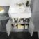 Monaco Dove Grey Combination Vanity Traditional Basin and Boston Toilet 1500mm - Brass Knurled Handles