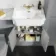 Monaco Dove Grey Combination Vanity Traditional Basin with Marble Top 1200mm (Excludes Pan & Cistern) - Brass Knurled Handles
