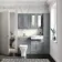 Monaco Dove Grey Combination Vanity Traditional Basin with Marble Top & Atlanta Toilet 1200mm - Brass Knurled Handles