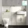 Monaco Chalk White Combination Vanity Traditional Basin and Seattle Toilet 1500mm - Brass Knurled Handles