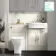 Monaco Chalk White Combination Vanity Traditional Basin with Marble Top & Atlanta Toilet 1200mm - Brass Knurled Handles