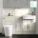 Monaco Chalk White Combination Vanity Traditional Basin with Marble Top and Boston Toilet 1500mm - Brass Knurled Handles