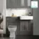 Monaco Graphite Grey Basin Vanity and Back To Wall Unit 1200mm (Excludes Pan & Cistern) - Brass Knurled Handles