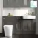 Monaco Graphite Grey Combination Vanity Basin and Boston Toilet 1500mm - Brass Knurled Handles