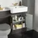 Monaco Graphite Grey Combination Vanity Basin with Marble Top 1200mm (Excludes Pan & Cistern) - Brass Knurled Handles