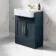 Monaco Inky Blue Basin Vanity 600mm - Brass Knurled Handles