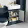 Monaco Inky Blue Basin Vanity 600mm - Brass Knurled Handles