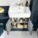 Monaco Inky Blue Basin Vanity 600mm - Brass Knurled Handles