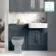 Monaco Inky Blue Basin Vanity and Back To Wall Unit 1200mm (Excludes Pan & Cistern) - Brass Knurled Handles