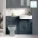 Monaco Inky Blue Traditional Basin Vanity and Back To Wall Unit 1200mm (Excludes Pan & Cistern) - Brass Knurled Handles