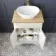 Lucia Chalk White Vanity with Oak Effect Top & Oval Counter Top Basin 640mm - Brass Knurled Handles